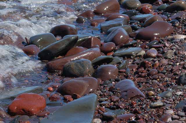 rocks along Superior's shore in the Porkies